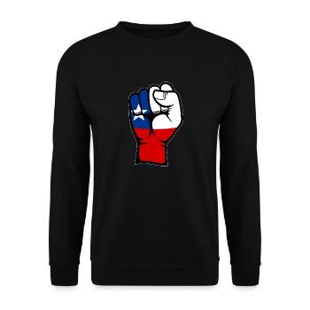Chile Flagge Faust Hand Symbol - Unisex Pullover - Schwarz - Vorne - Alina (178cm) & Michal (187cm)