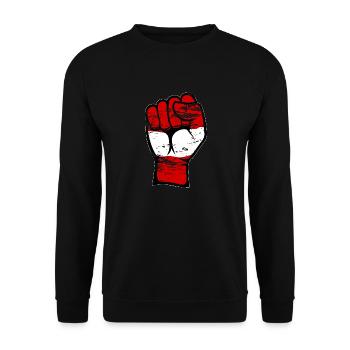 Austria Flag Fist Hand Used Symbol - Unisex Sweatshirt - black - Front - Alina (178cm) & Michal (187cm)