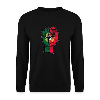 Portugal Flag Poing Main Symbole utilisé - Sweat-shirt Unisexe - noir - Devant - Alina (178cm) & Michal (187cm)