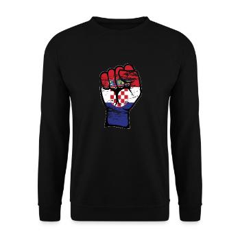 Kroatien Flagge Faust Hand Symbol used - Unisex Pullover - Schwarz - Vorne - Alina (178cm) & Michal (187cm)