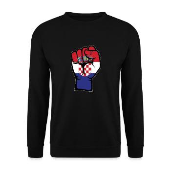 Croatia Flag Fist Hand Symbol - Unisex Sweatshirt - black - Front - Alina (178cm) & Michal (187cm)