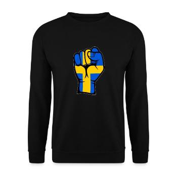 Schweden Flagge Faust Hand Symbol - Unisex Pullover - Schwarz - Vorne - Alina (178cm) & Michal (187cm)