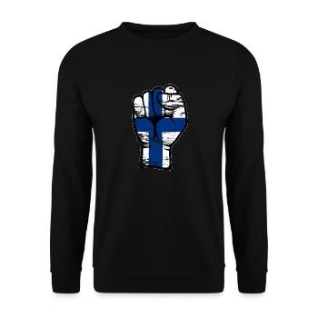 Finland flag fist hand icon used - Unisex Sweatshirt - black - Front - Alina (178cm) & Michal (187cm)