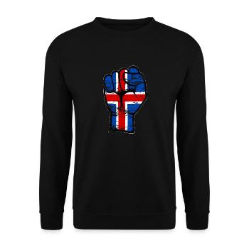 Iceland Flag Fist Hand Used Symbol - Unisex Sweatshirt - black - Front - Alina (178cm) & Michal (187cm)