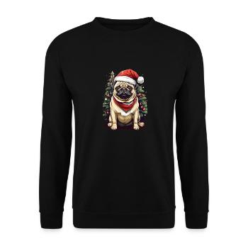 Frohe Weihnachten (Mops) - Unisex Pullover - Schwarz - Vorne - Alina (178cm) & Michal (187cm)