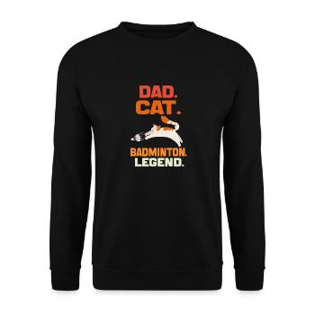 Papa Katze Badminton Legende Badminton DAD Katze Geschenk - Unisex Pullover - Schwarz - Vorne - Alina (178cm) & Michal (187cm)