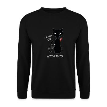 Schwarze Katze Ich bin nicht einverstanden damit - Unisex Pullover - Schwarz - Vorne - Alina (178cm) & Michal (187cm)