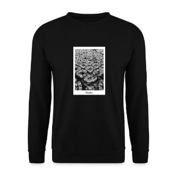 Ansicht von Barcelona (schwarz-weiß) - Unisex Pullover - Schwarz - Vorne - Alina (178cm) & Michal (187cm)