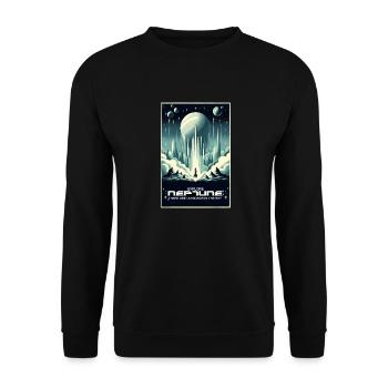 Neptun entdecken - Vintage Poster - Unisex Pullover - Schwarz - Vorne - Alina (178cm) & Michal (187cm)