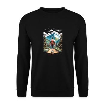 Abenteuer Bergpfad - Unisex Pullover - Schwarz - Vorne - Alina (178cm) & Michal (187cm)