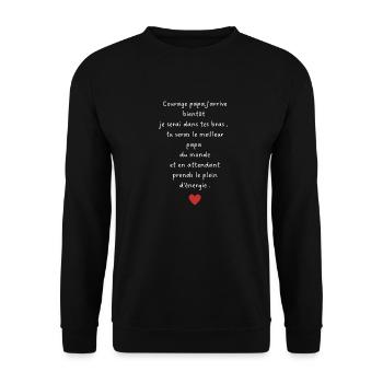 J’arrive bientôt papa-annonce grossesse papa - Sweat-shirt Unisexe - noir - Devant - Alina (178cm) & Michal (187cm)