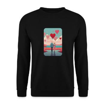 Paar am Valentinstag - Unisex Pullover - Schwarz - Vorne - Alina (178cm) & Michal (187cm)