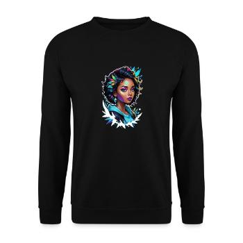 Afro Frau - Schönheit - Unisex Pullover - Schwarz - Vorne - Alina (178cm) & Michal (187cm)