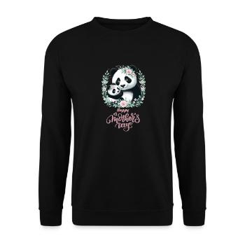 Happy Mother's Day Floral Wreath Mum Panda - Unisex Pullover - Schwarz - Vorne - Alina (178cm) & Michal (187cm)