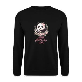Best Mom Ever Panda Lover Floral Wreath I Mom - Unisex Pullover - Schwarz - Vorne - Alina (178cm) & Michal (187cm)
