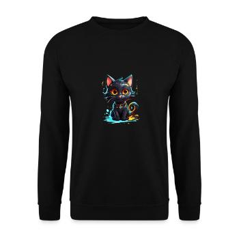 Black Kitty - Unisex Sweatshirt - black - Front - Alina (178cm) & Michal (187cm)