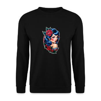 Rockabilly / Pin-up / 50s - Unisex Sweatshirt - black - Front - Alina (178cm) & Michal (187cm)