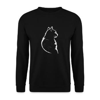Cat, Cat Motif - Unisex Sweatshirt - black - Front - Alina (178cm) & Michal (187cm)