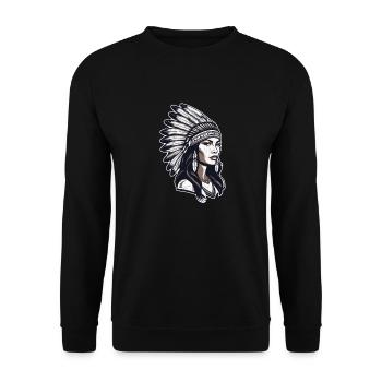 Indian- Native American - USA - Unisex Sweatshirt - black - Front - Alina (178cm) & Michal (187cm)