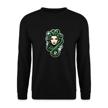 Medusa Griechische Mythologie Monster - Unisex Pullover - Schwarz - Vorne - Alina (178cm) & Michal (187cm)