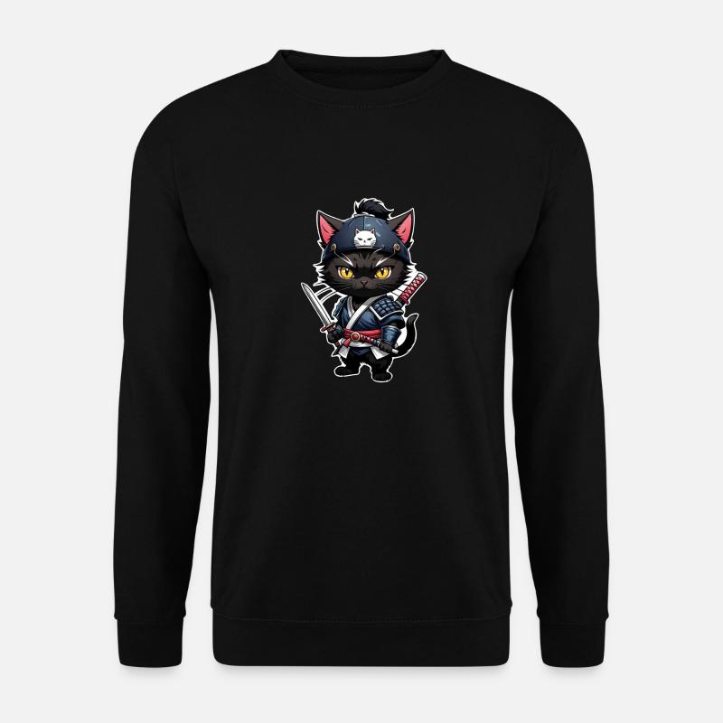 Ninja Cat - Samurai Kitten - Unisex Sweatshirt - black