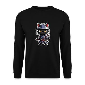 Ninja Cat - Samurai Kitten - Unisex Sweatshirt - black - Front - Alina (178cm) & Michal (187cm)