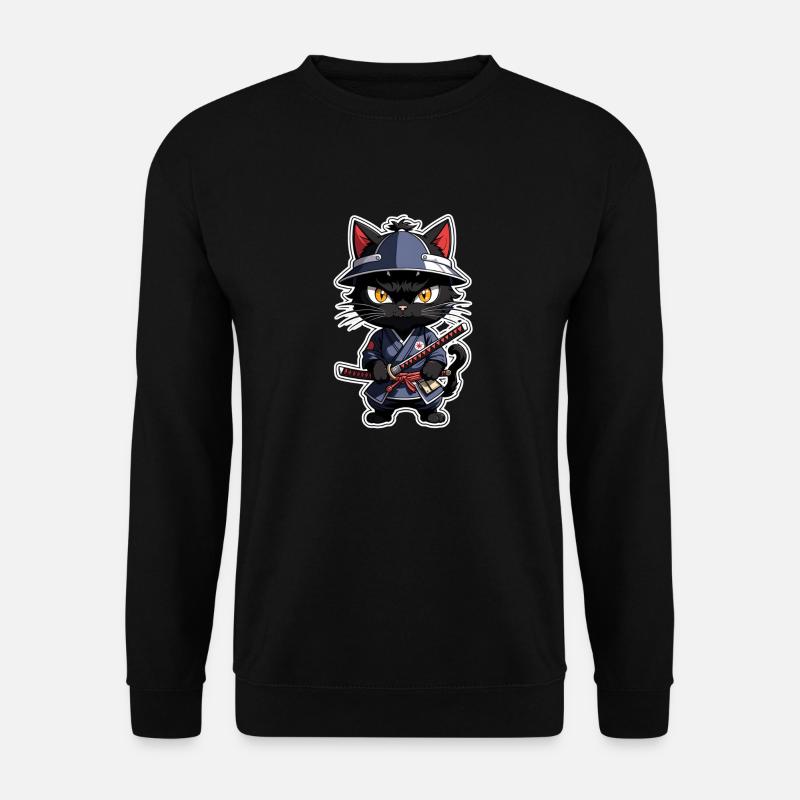 Ninja Cat - Samurai Kitten - Unisex Sweatshirt - black