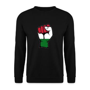 Drapeau de la Hongrie Poing Main - Sweat-shirt Unisexe - noir - Devant - Alina (178cm) & Michal (187cm)