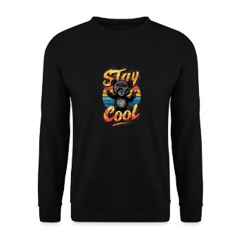Stay Cool - Funny Bear - Bear - Unisex Sweatshirt - black - Front - Alina (178cm) & Michal (187cm)