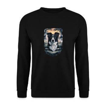 Schöner Border Collie Hund Design - Unisex Pullover - Schwarz - Vorne - Alina (178cm) & Michal (187cm)