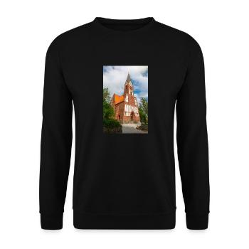 St. Jürgen's Church (St. Jürgen Kirche) Flensburg - Unisex Sweatshirt - black - Front - Alina (178cm) & Michal (187cm)