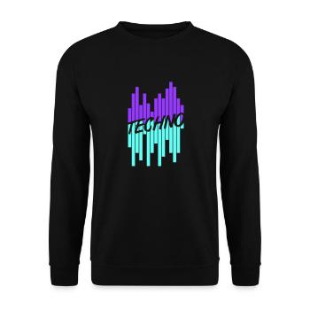Techno Liebe Zitat Spruch Musik Party Feiern Logo - Unisex Pullover - Schwarz - Vorne - Alina (178cm) & Michal (187cm)
