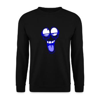 Crazy Face Horn-Rimmed Glasses Crazy Eyes Grimace - Unisex Sweatshirt - black - Front - Alina (178cm) & Michal (187cm)