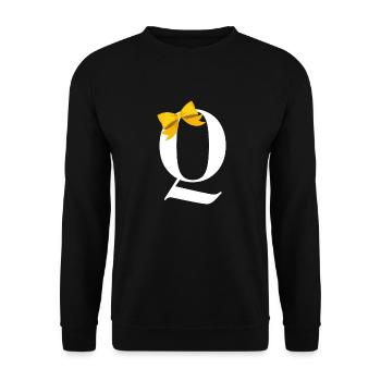 Letter q yellow bow - Unisex Sweatshirt - black - Front - Alina (178cm) & Michal (187cm)