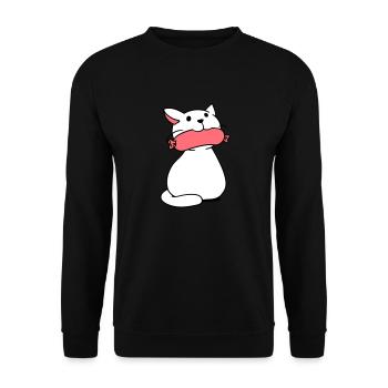 Chat mignon mange des saucisses la bouche mange des saucisses amusant - Sweat-shirt Unisexe - noir - Devant - Alina (178cm) & Michal (187cm)