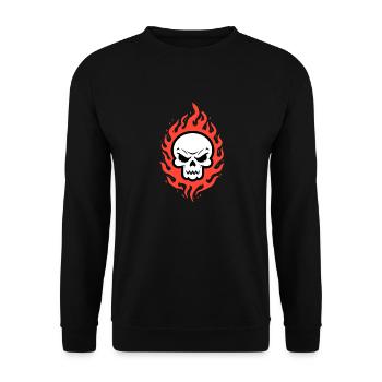 Skull in flames - Unisex Sweatshirt - black - Front - Alina (178cm) & Michal (187cm)
