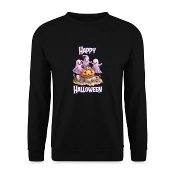 Halloween – Happy Halloween Sweet Ghosts & Pumpkin - Unisex Sweatshirt - black - Front - Alina (178cm) & Michal (187cm)
