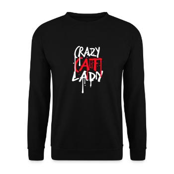 Chat fou Dame Texte Folle Femme Chats Amour - Sweat-shirt Unisexe - noir - Devant - Alina (178cm) & Michal (187cm)