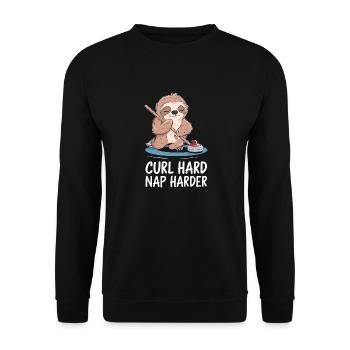 Curling Is The Sport Hairdressers Love für einen - Unisex Pullover - Schwarz - Vorne - Alina (178cm) & Michal (187cm)