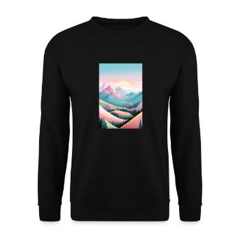Panorama de montagnes aux couleurs délicates - Horizont Berge - Sweat-shirt Unisexe - noir - Devant - Alina (178cm) & Michal (187cm)