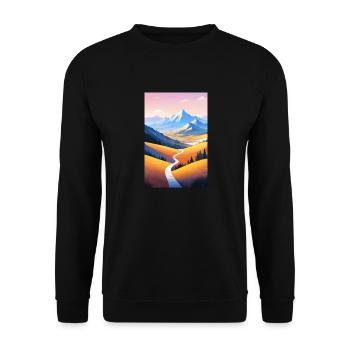 Panoramic view: Mountain path into the evening - Unisex Sweatshirt - black - Front - Alina (178cm) & Michal (187cm)