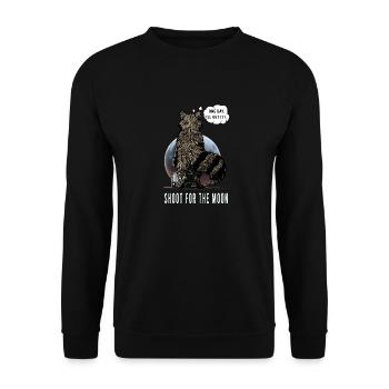Dreamy raccoon, aim for the moon! - Unisex Sweatshirt - black - Front - Alina (178cm) & Michal (187cm)