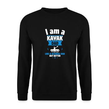 Ich bin ein Papa Kajakfahrer: Vatertagsgeschenk - Unisex Pullover - Schwarz - Vorne - Alina (178cm) & Michal (187cm)