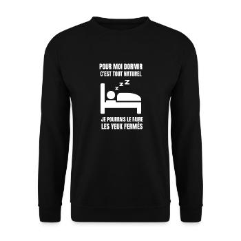 pour moi dormir c'est tout naturel - Sweat-shirt Unisexe - noir - Devant - Alina (178cm) & Michal (187cm)