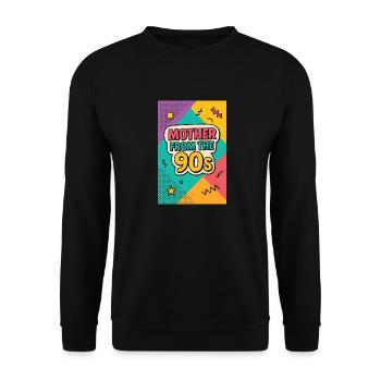 Mutter aus den 90er Jahren - Retro Muttertag - Unisex Pullover - Schwarz - Vorne - Alina (178cm) & Michal (187cm)