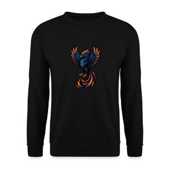 Phoenix – Feurige Wiedergeburt | Urbanes Zodiac-Maskottchen - Unisex Pullover - Schwarz - Vorne - Alina (178cm) & Michal (187cm)