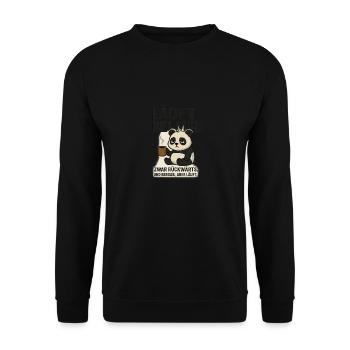 "Panda runs with me" - Unisex Sweatshirt - black - Front - Alina (178cm) & Michal (187cm)