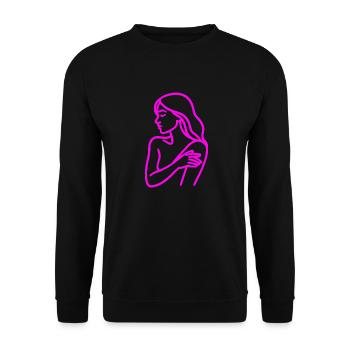 Line Art Woman Profile – Minimalist - Unisex Sweatshirt - black - Front - Alina (178cm) & Michal (187cm)