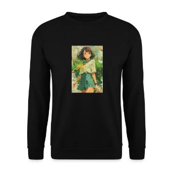 Textured Anime Girl Collage Art - Unisex Sweatshirt - black - Front - Alina (178cm) & Michal (187cm)