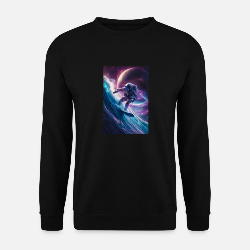 Galaktischer surfender Astronaut - Unisex Pullover - Schwarz
